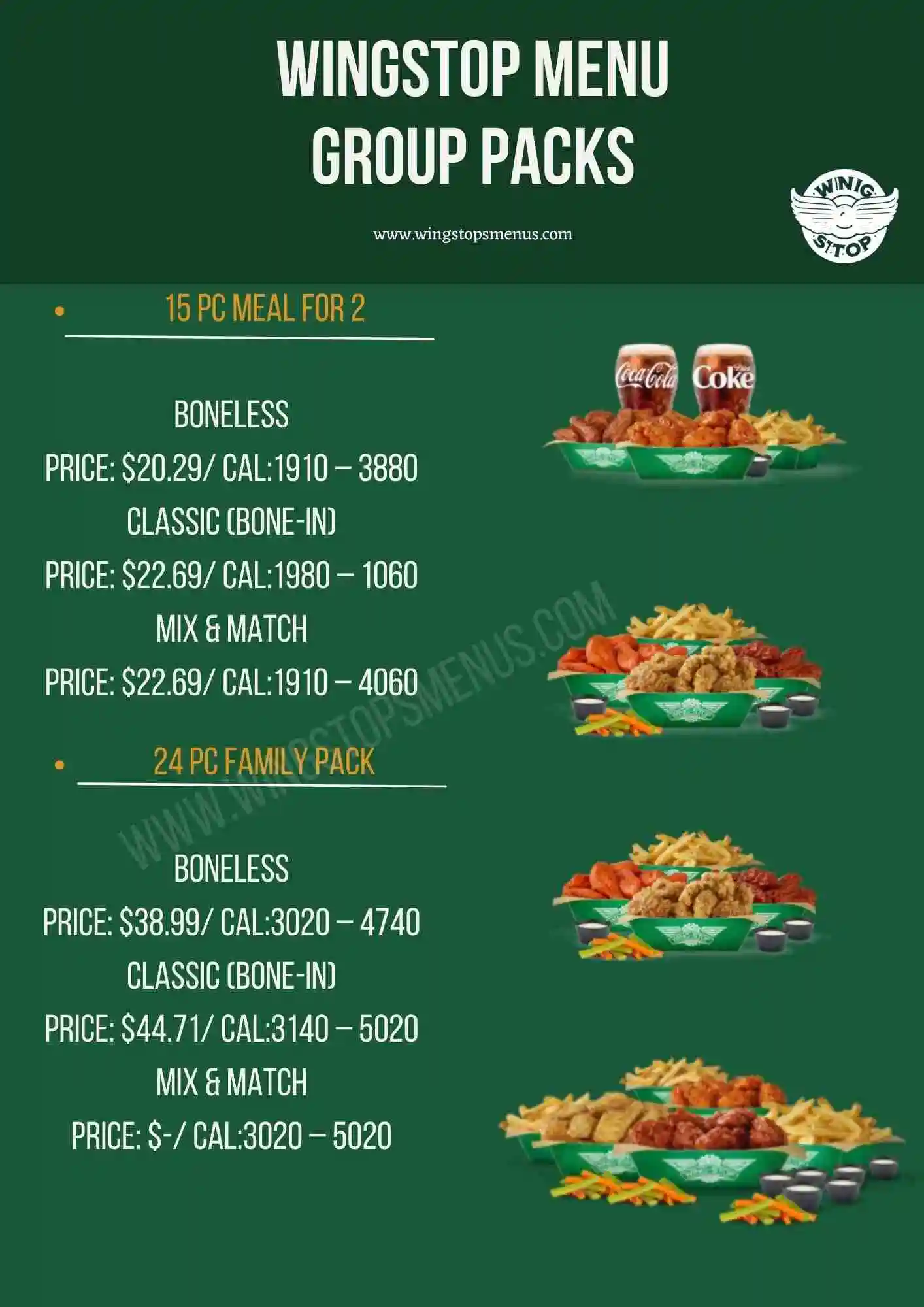 Wingstop Group Packs Menu